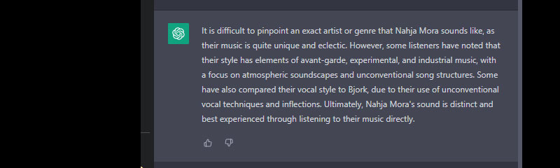 chatgpt says we're worth listening to and sing like bjork